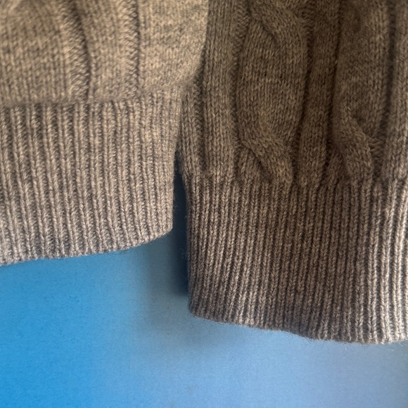 Neiman Marcus Gray Hooded Zip-Up Cable Knit Sweater Merino Wool Cashmere - Picture 4 of 13